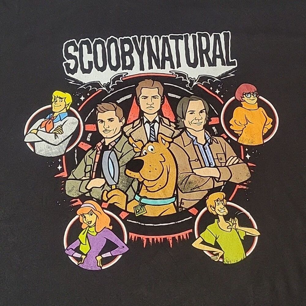 Scooby-Doo Supernatural Graphic T-Shirt Black Men Size XL Dean Sam Velma